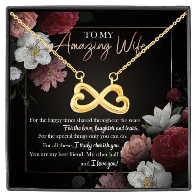 To My Amazing Wife I Love You Infinity Heart Pendant Necklace - Wife Necklace Jewelry Gifts From Husband