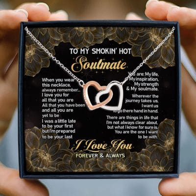 Alternative view of To My Smokin' Hot Soulmate When You Wear This Necklace I Love You Interlocking Hearts Pendant Necklace