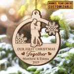 Personalized Our First Christmas Together Custom Shaped Wooden Christmas Ornament