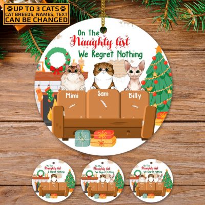 Personalized Cat Breeds On The Naughty List I Regret Nothing Decorative Christmas Ornament - Holiday Gifts