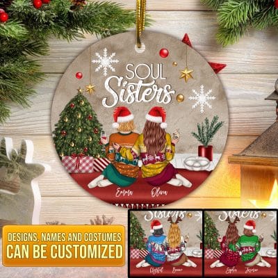 Alternative view of Soul Sisters Personalized Best Friends Xmas Gifts Circle Christmas Ornament - Bestie Christmas Ornament