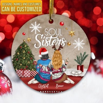 Soul Sisters Personalized Best Friends Xmas Gifts Circle Christmas Ornament - Bestie Christmas Ornament