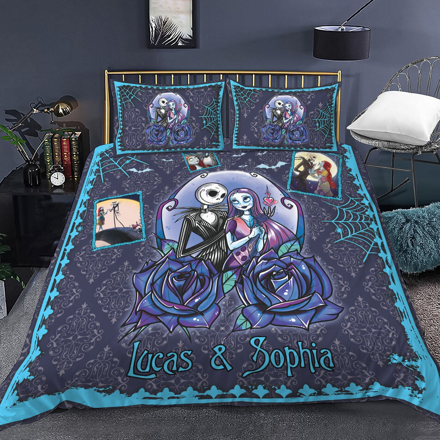 1BN. Couple Jack Sally -Sample Design Bedding Set Mockup 6