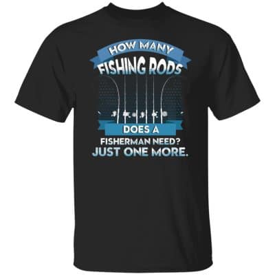 3VT. How Many Fishing Rods, Black, Unisex T-Shirt