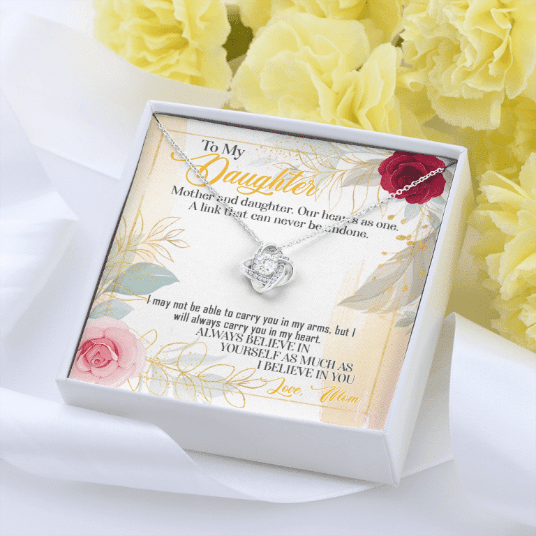From Mom To My Daughter Mother And Daughter Our Hearts As One Love Knot Necklace