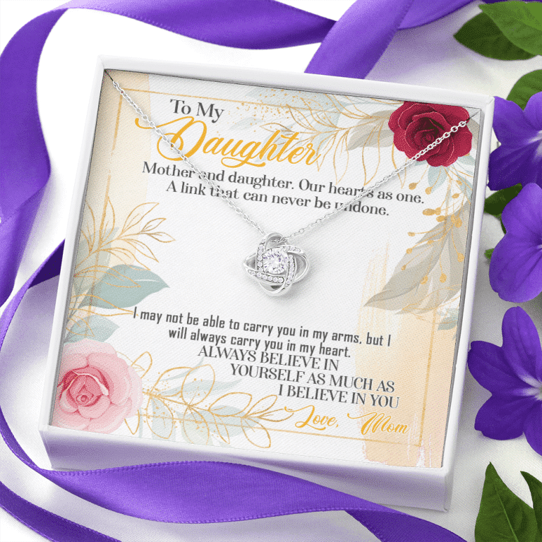 From Mom To My Daughter Mother And Daughter Our Hearts As One Love Knot Necklace