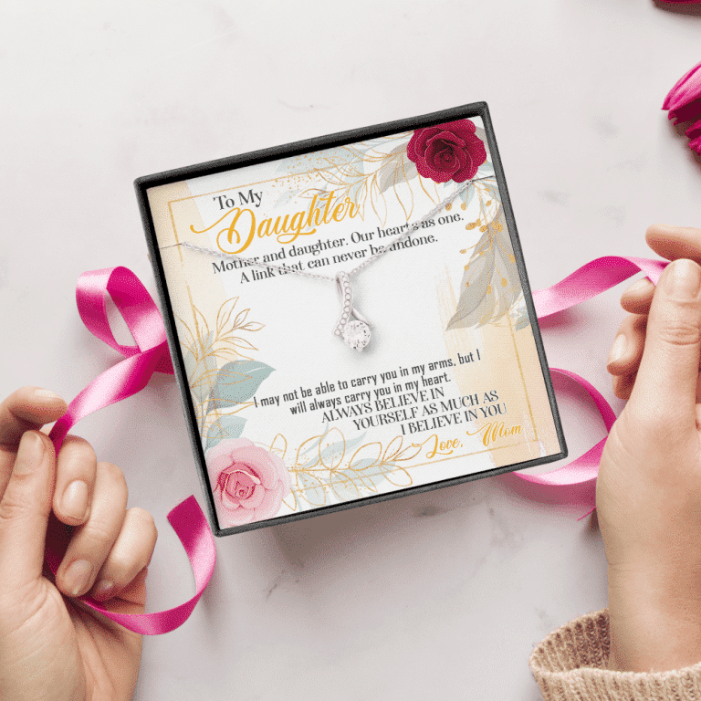 From Mom To My Daughter Mother And Daughter Our Hearts As One Alluring Beauty Necklace