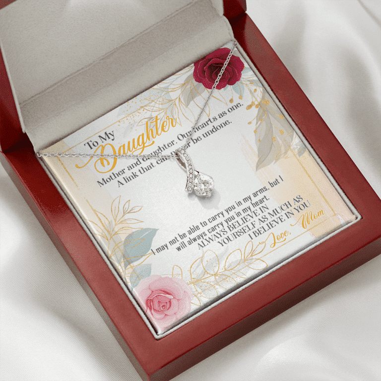 From Mom To My Daughter Mother And Daughter Our Hearts As One Alluring Beauty Necklace