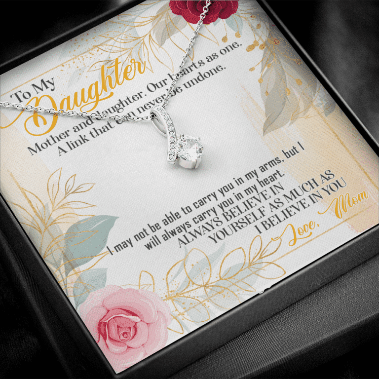 From Mom To My Daughter Mother And Daughter Our Hearts As One Alluring Beauty Necklace