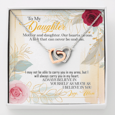 From Mom To My Daughter Mother And Daughter Our Hearts As One Interlocking Hearts Pendant Necklace - Interlocking Hearts Necklace