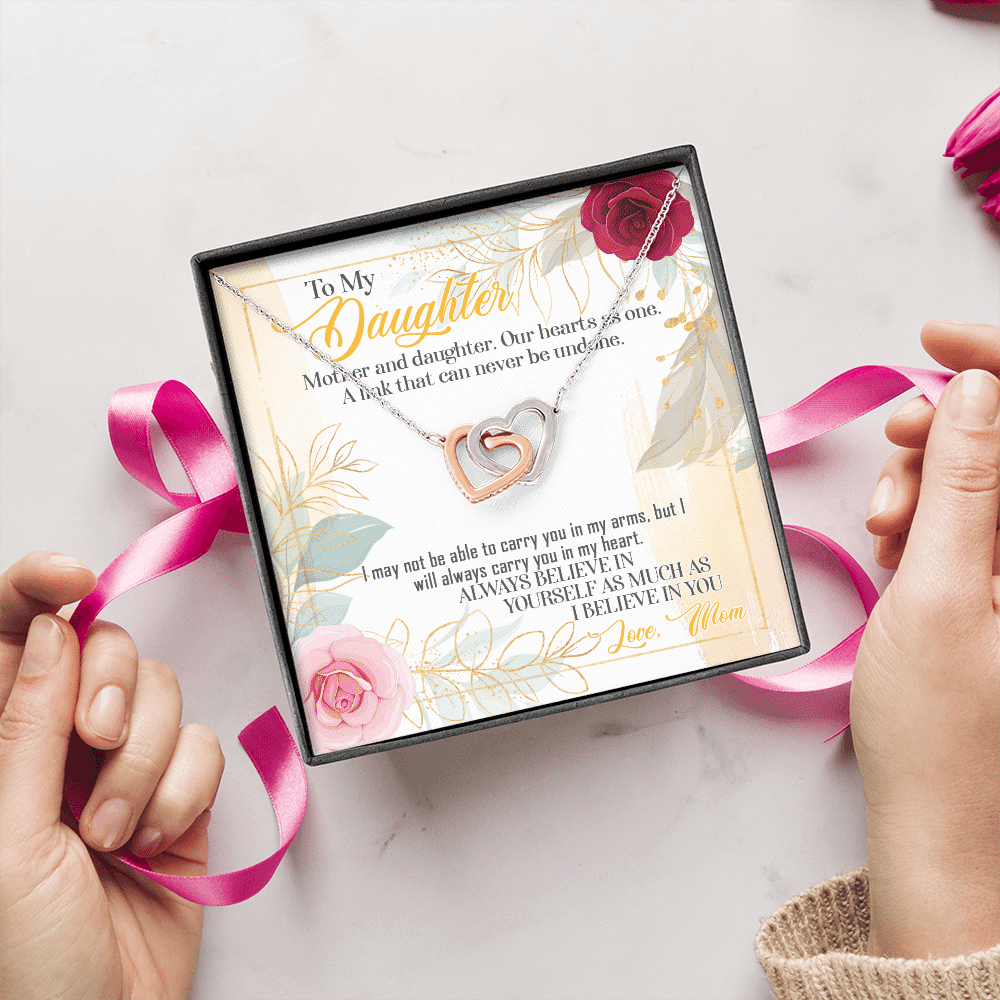 From Mom To My Daughter Mother And Daughter Our Hearts As One Interlocking Hearts Pendant Necklace