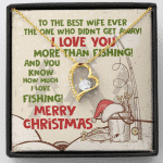 To The Best Wife Ever The One Who Didn't Get Away I Love You More Than Fishing Forever Love Heart Pendant Necklace - Forever Love Necklace (18K Yellow Gold)