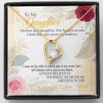 From Mom To My Daughter Mother And Daughter Our Hearts As One Forever Love Heart Pendant Necklace - Forever Love Necklace (18K Yellow Gold)