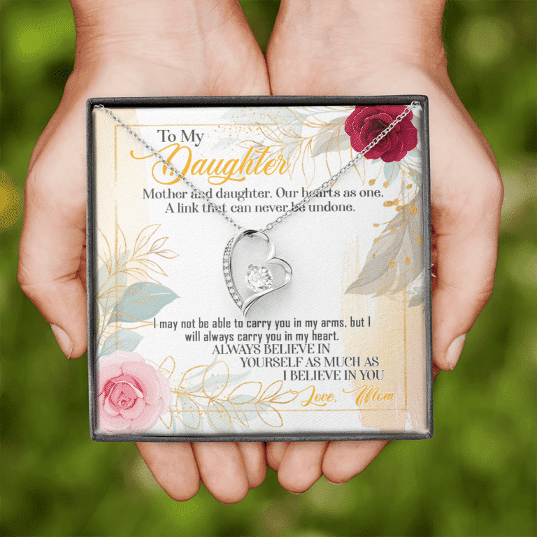 From Mom To My Daughter Mother And Daughter Our Hearts As One Forever Love Heart Pendant Necklace