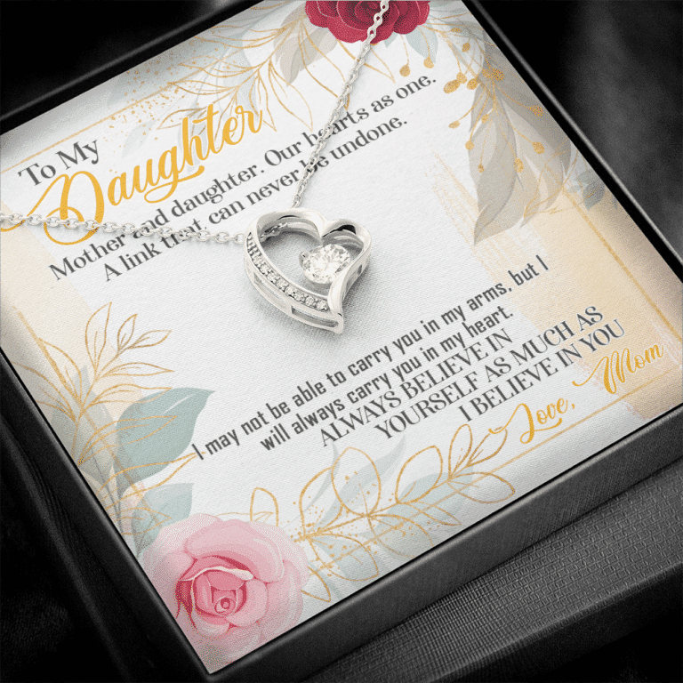 From Mom To My Daughter Mother And Daughter Our Hearts As One Forever Love Heart Pendant Necklace