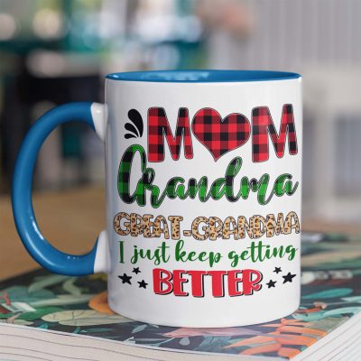 Alternative view of Mom Grandma Great Grandma I Just Keep Getting Better Xmas Gift Accent Coffee Mug