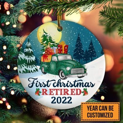 Personalized First Christmas Retired Decorative Christmas Ornament - 1st Xmas Retirement Ornament - Retired Christmas Gift