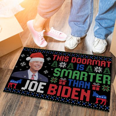 Alternative view of This Doormat Is Smarter Than Joe Biden Wipe Your Feet Here Doormat - Funny Joe Biden Ugly Christmas Doormat