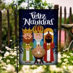 Feliz Navidad Nativity Three Kings Religious Christian Outdoor Indoor Garden Flag - House Flag - Wall Flag