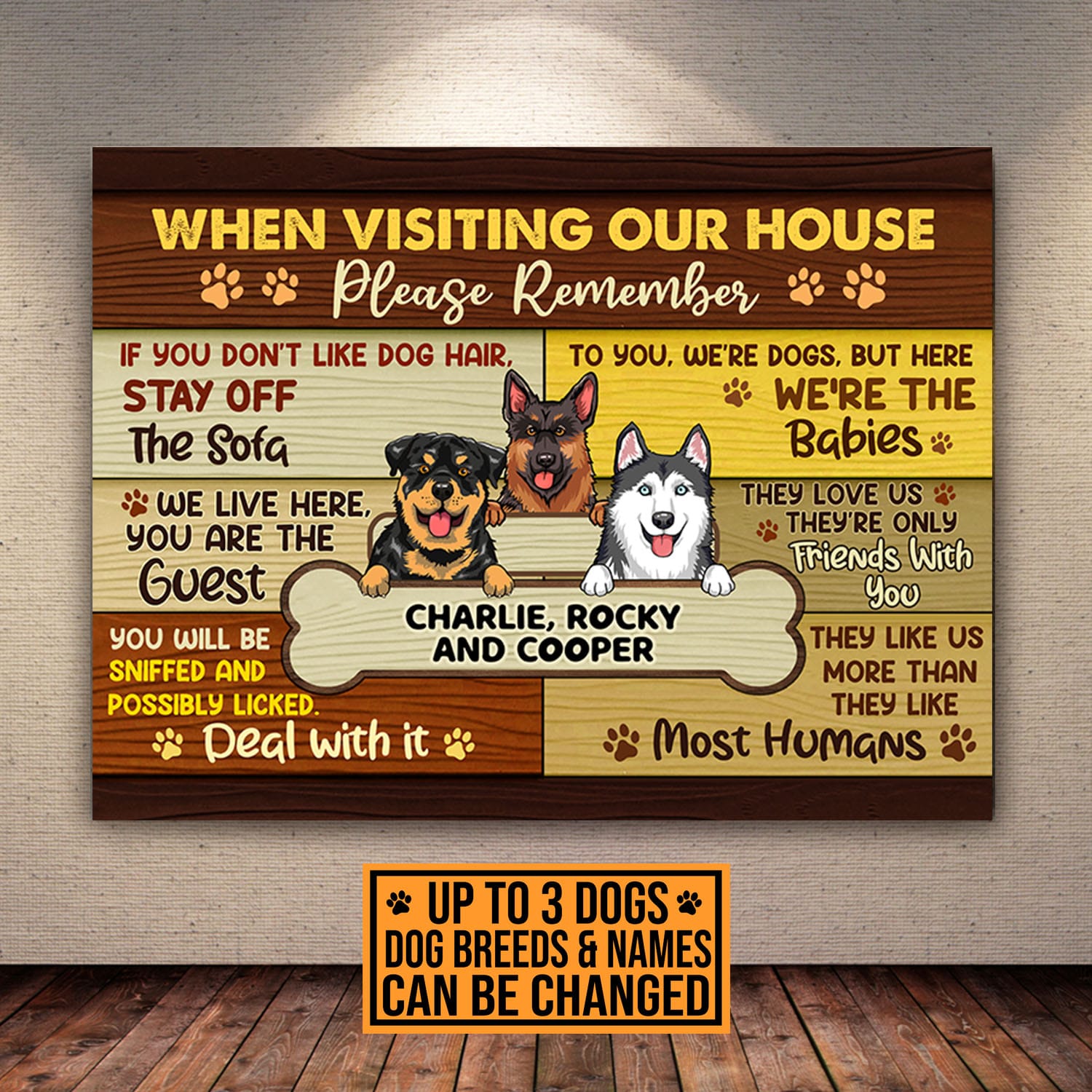 8VT. When Visiting My House Dog Peeking canvas mk1