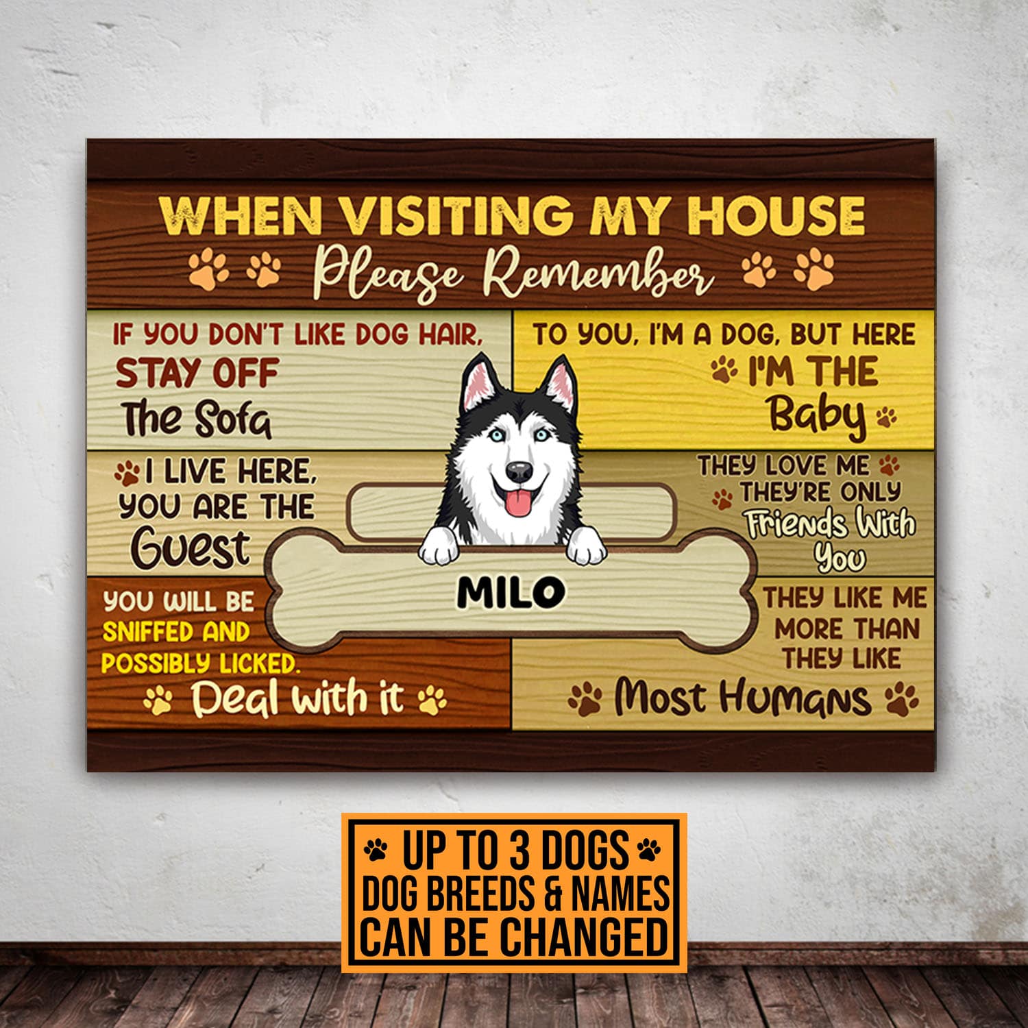 8VT. When Visiting My House Dog Peeking canvas mk2