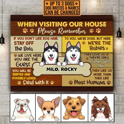 Alternative view of Personalized Dog Breeds When Visiting My House Please Remember Wrapped Framed Canvas Print - Unframed Poster