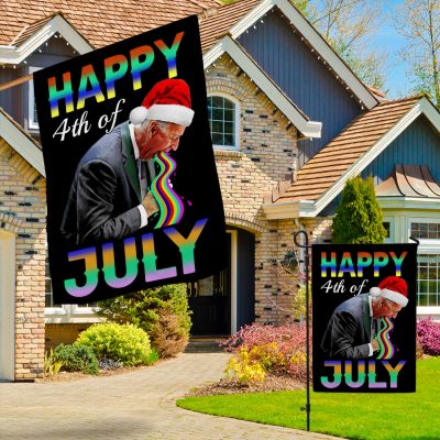 Alternative view of Happy 4th Of July Joe Biden Flag - Funny Biden Christmas Garden Flag - House Flag