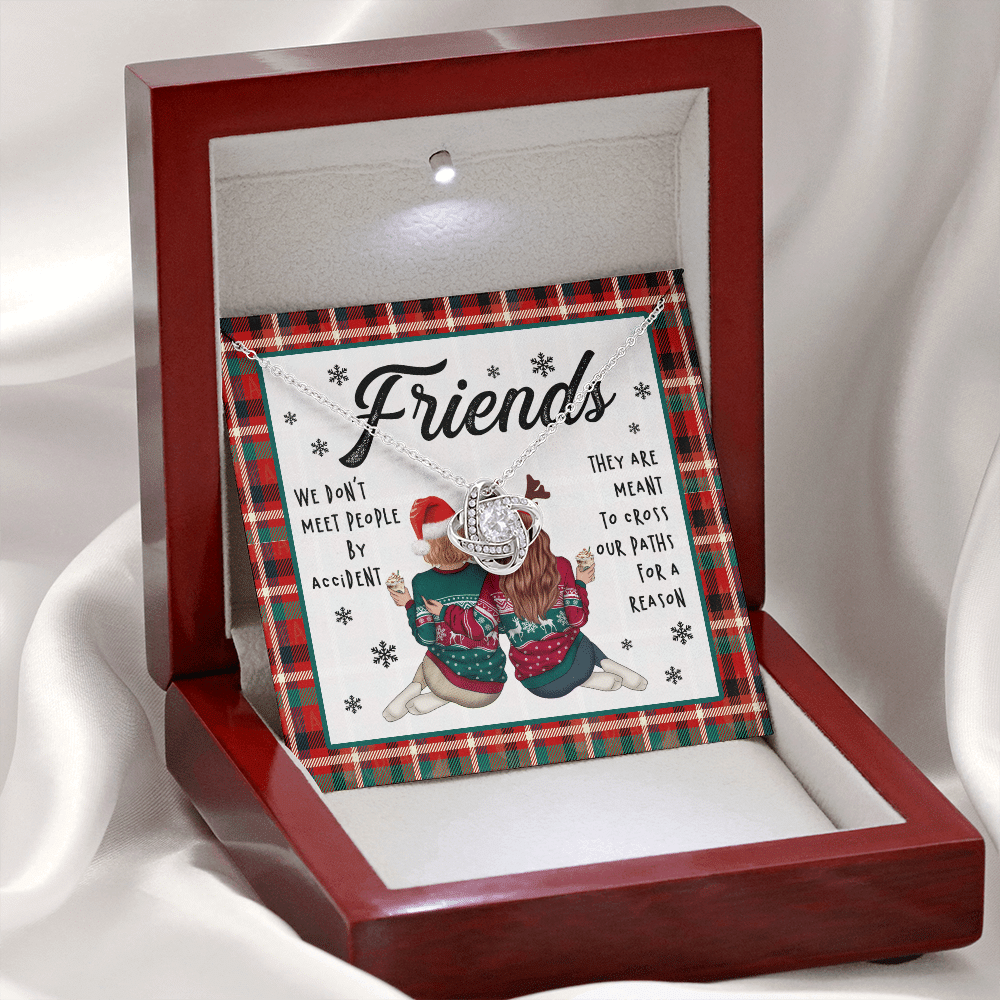 Friends We Don't Meet People By Accident They're Meant to Cross Our Path Bestie Love Knot Pendant Necklace Friends We Don't Meet People By Accident They're Meant to Cross Our Path Bestie Love Knot Pendant Necklace