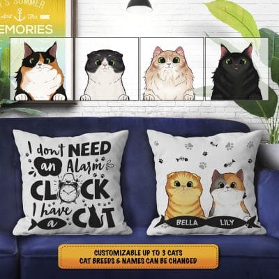 Alternative view of Personalized Cat Breed I Don't Need An Alarm Clock I Have A Cat Throw Pillow - Decorative Pillow
