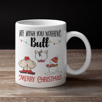 Alternative view of We Wish You Nothing Butt Merry Christmas Funny Santa Ceramic Coffee Mug - Water Bottle - Beer Stein