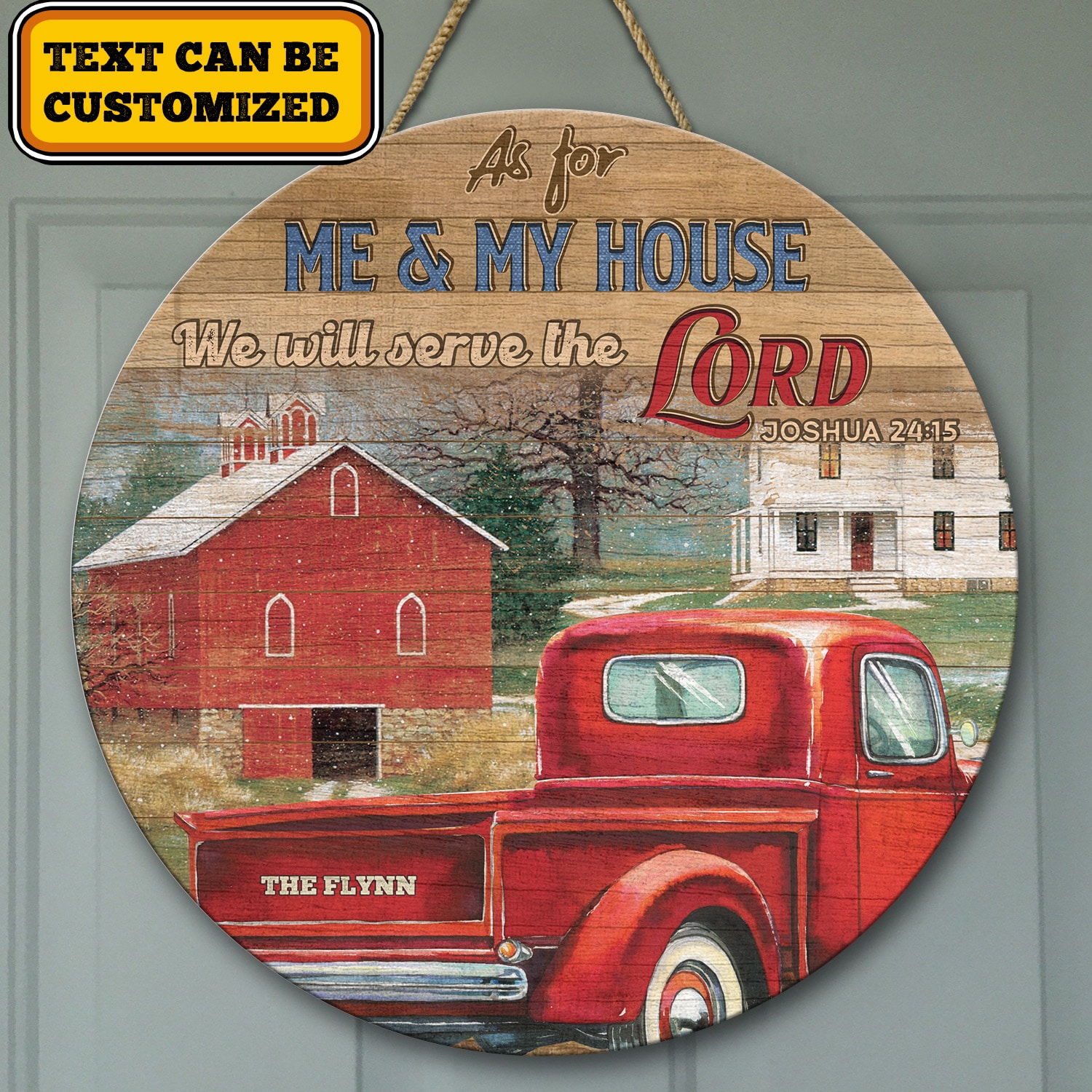 3VT. As For Me And My House Red Truck Sign mk1