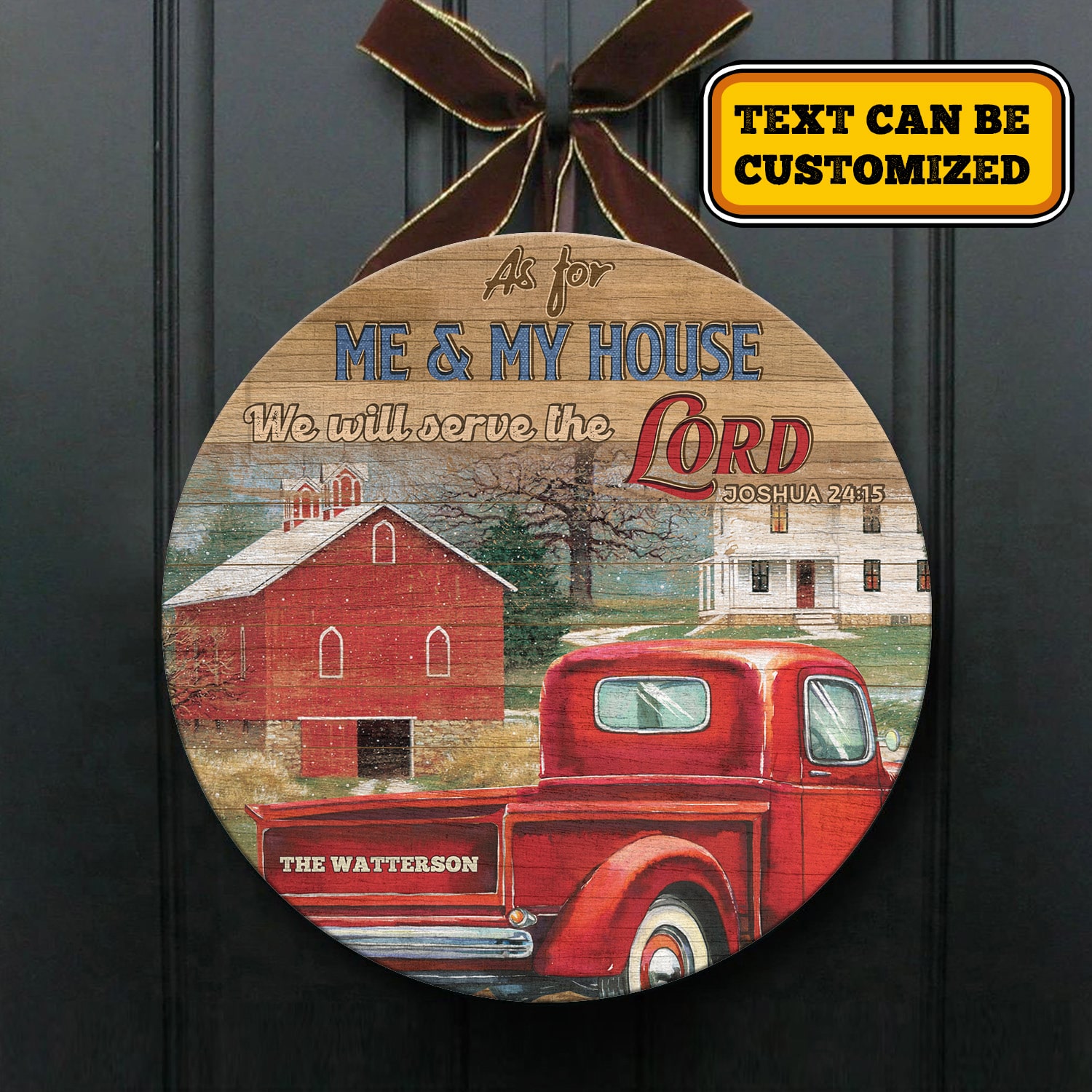 3VT. As For Me And My House Red Truck Sign mk3