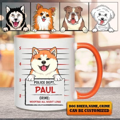 Personalized Dog Breed Funny Crime Dog Mugshot Accent Coffee Mug - Bad Dog Mugs