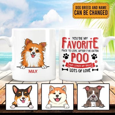Alternative view of Personalized Dog Breed My Favorite Face To Lick After I've Eaten Poo Funny Ceramic Coffee Mug - Water Bottle