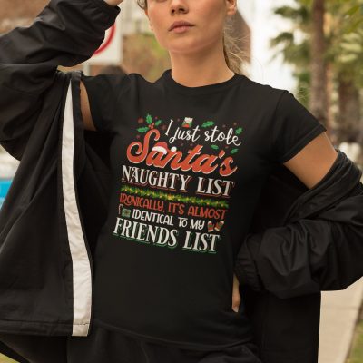 Alternative view of I Just Stole Santa's Naughty List Ironically It's Almost Identical To My Friends List Funny Christmas T-Shirt - Hoodie