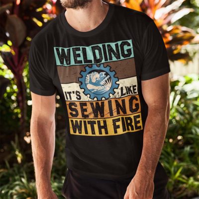 Alternative view of Welding It's Like Sewing with Fire Vintage Retro T-Shirt
