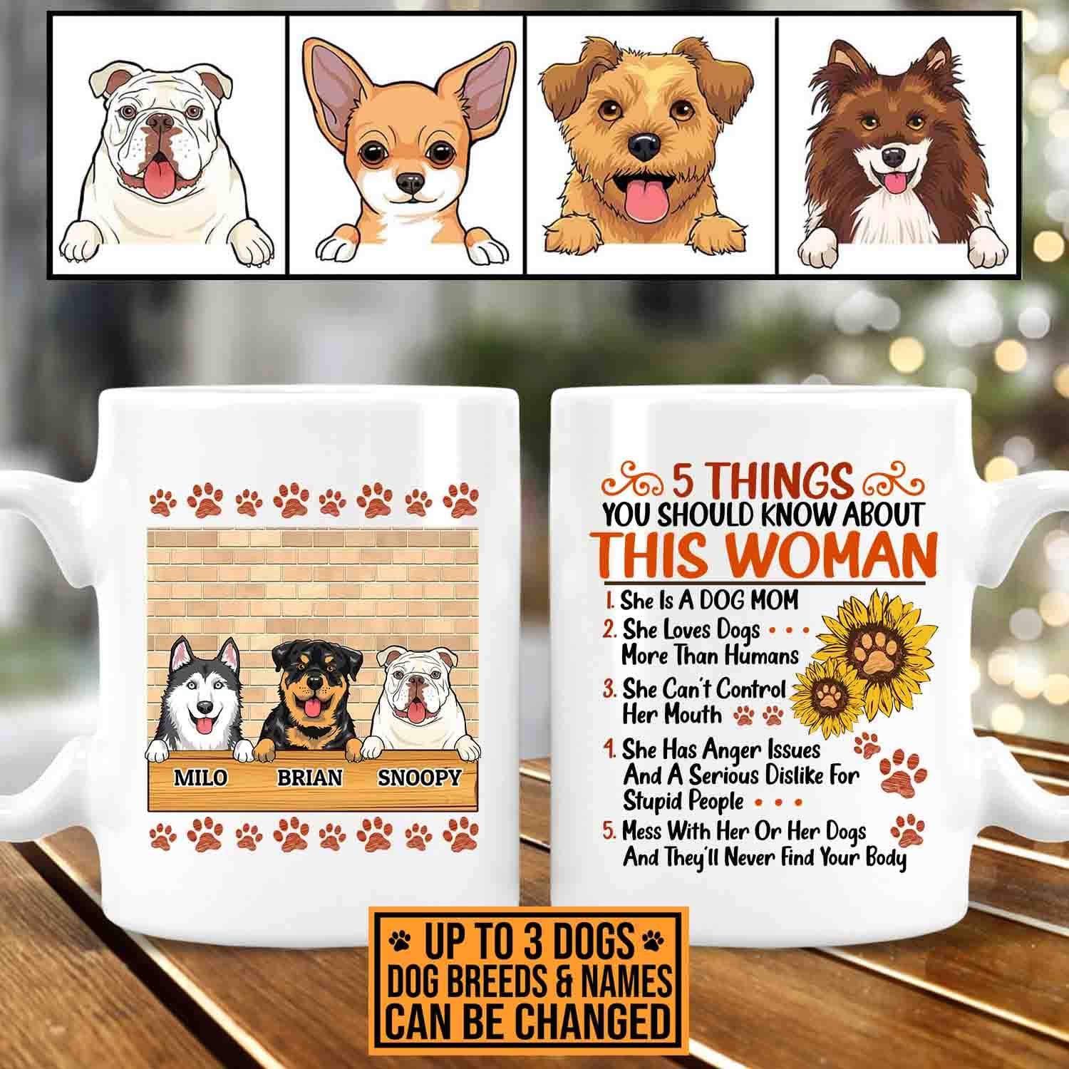 6VT. Dog Mom 5 Things You Should Know mug 2 side mk7