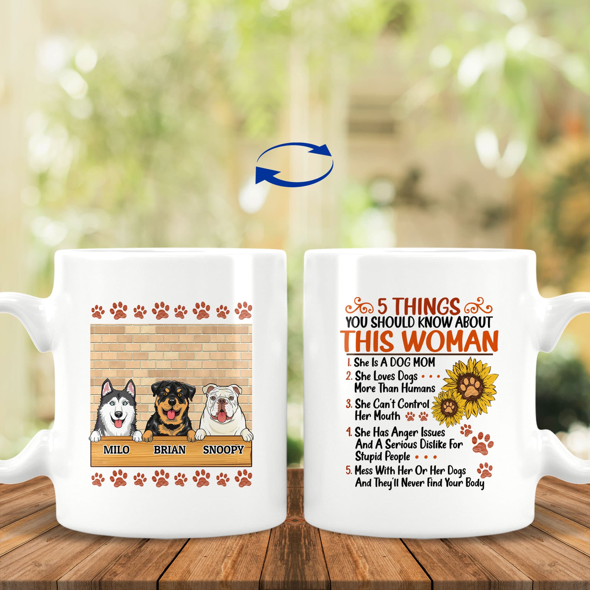 6VT. Dog Mom 5 Things You Should Know (Sample Design 3) 11 OZ White Mug