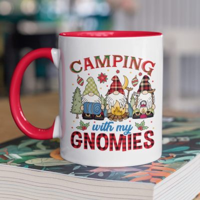 Camping With My Gnomies Christmas Gift Accent Coffee Mug - Christmas Camping Mug