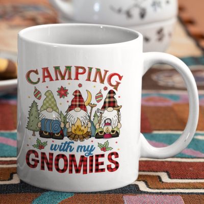 Alternative view of Camping With My Gnomies Christmas Gift Ceramic Coffee Mug - Water Bottle - Beer Stein