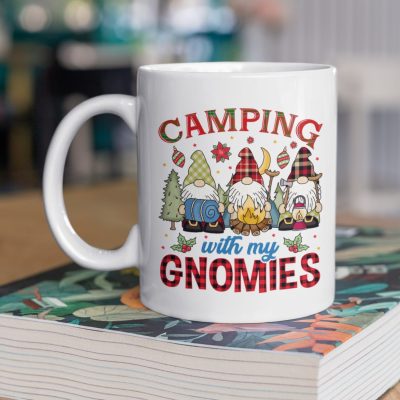 Camping With My Gnomies Christmas Gift Ceramic Coffee Mug - Water Bottle - Beer Stein