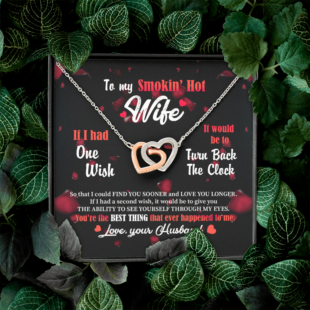 To My Smokin' Hot Wife Interlocking Hearts Pendant Necklace - Jewelry Gifts From Husband To Wife
