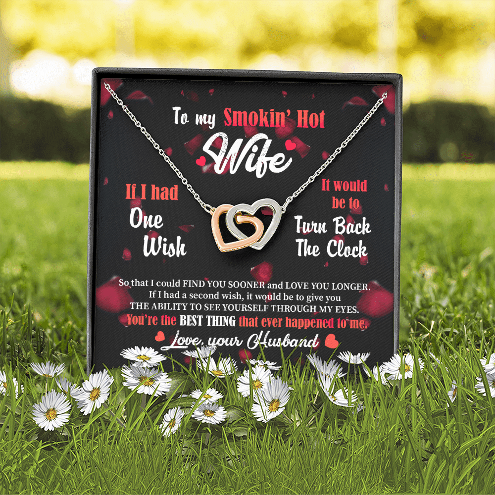 To My Smokin' Hot Wife Interlocking Hearts Pendant Necklace - Jewelry Gifts From Husband To Wife