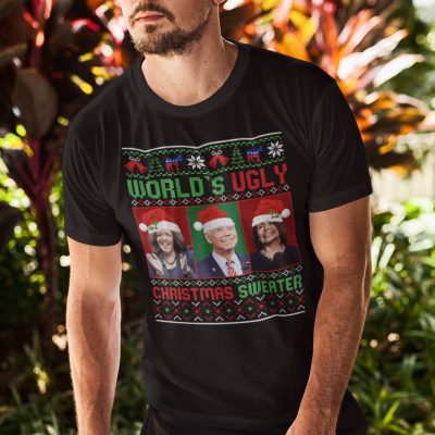 Alternative view of World's Ugly Christmas Sweater Funny Biden Harris Pelosi Christmas T-Shirt - Hoodie - Sweatshirt