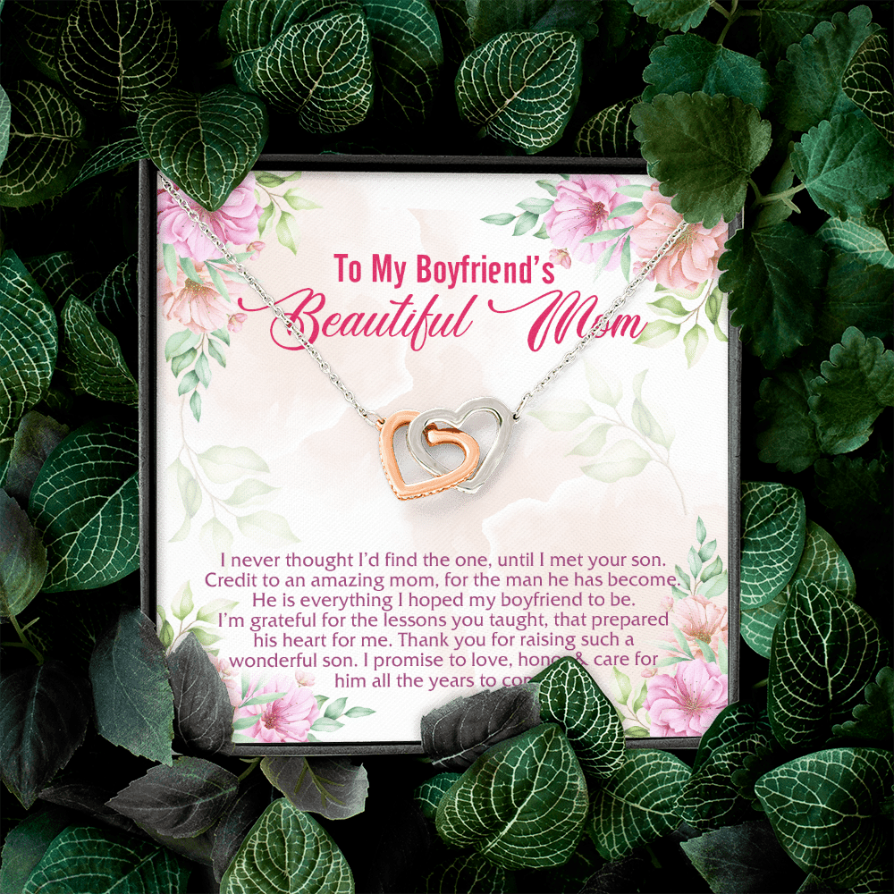 To My Boyfriend's Beautiful Mom I Never Thought I'd Find The One Interlocking Hearts Pendant Necklace