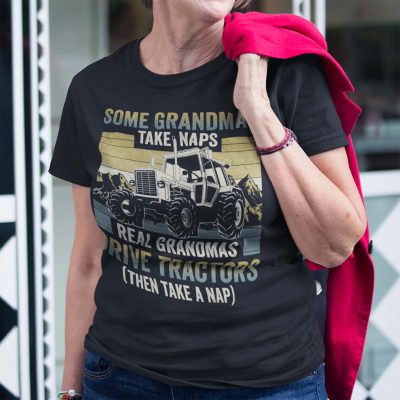 Alternative view of Some Grandmas Take Naps Real Grandmas Drive Tractors Then Take A Nap T-Shirt - V-Neck Shirt