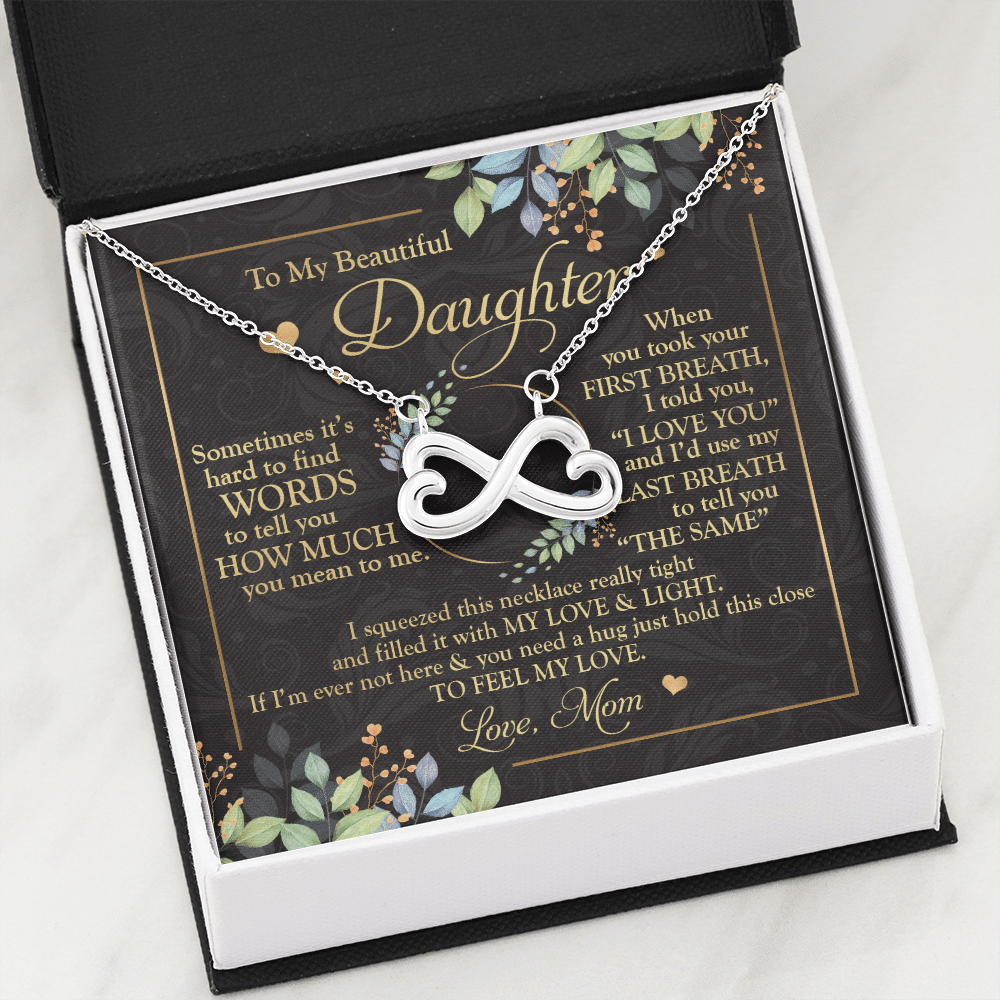 To My Beautiful Daughter Sometimes It's Hard To Tell You Infinity Heart Pendant Necklace - Mom Daughter Gifts To My Beautiful Daughter Sometimes It's Hard To Tell You Infinity Heart Pendant Necklace - Mom Daughter Gifts