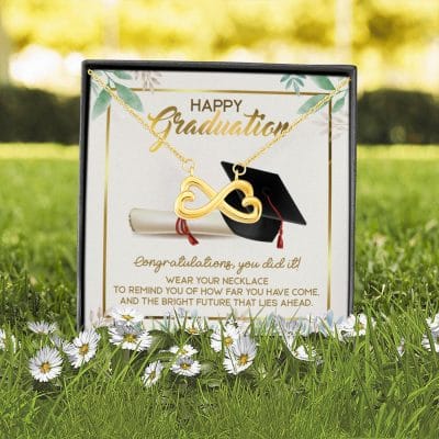 Alternative view of Happy Graduation Congratulations You Did It Infinity Heart Pendant Necklace - Graduation Jewelry Gifts