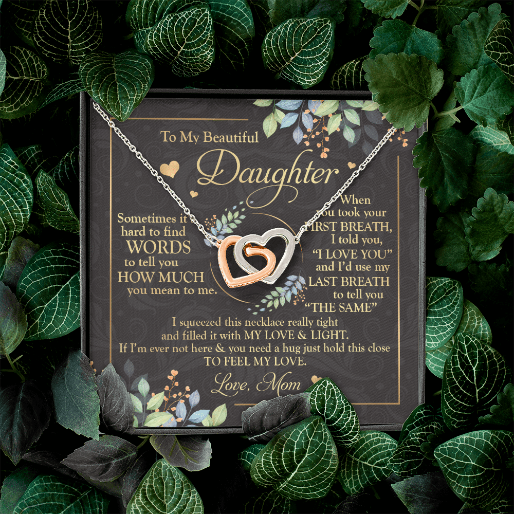 To My Beautiful Daughter Sometimes It's Hard Interlocking Hearts Pendant Necklace - Mom Daughter Gifts To My Beautiful Daughter Sometimes It's Hard Interlocking Hearts Pendant Necklace - Mom Daughter Gifts