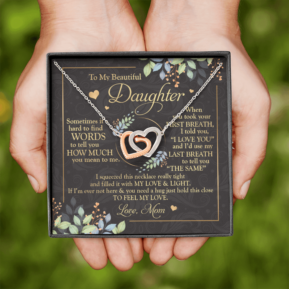 To My Beautiful Daughter Sometimes It's Hard Interlocking Hearts Pendant Necklace - Mom Daughter Gifts To My Beautiful Daughter Sometimes It's Hard Interlocking Hearts Pendant Necklace - Mom Daughter Gifts